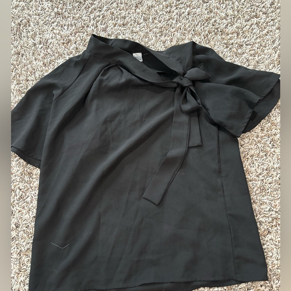 Black blouse with tie neck